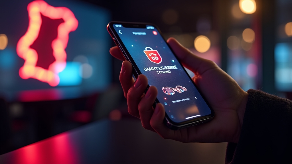 Telemóvel com actualização segura do Lazybar App em ambiente de casino